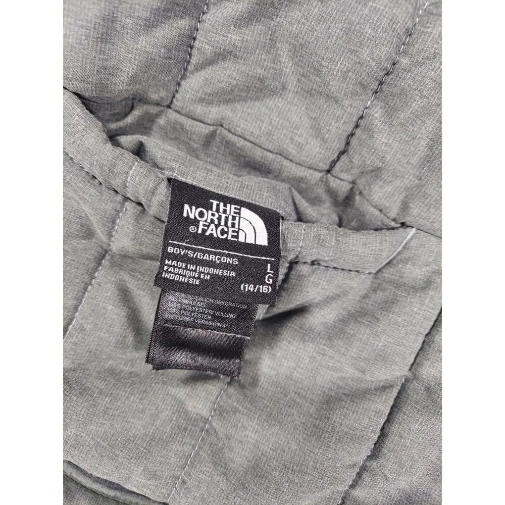 The North Face Boys Reversible Hooded Full Zip Puffer Jacket Gray/Black L 14/16